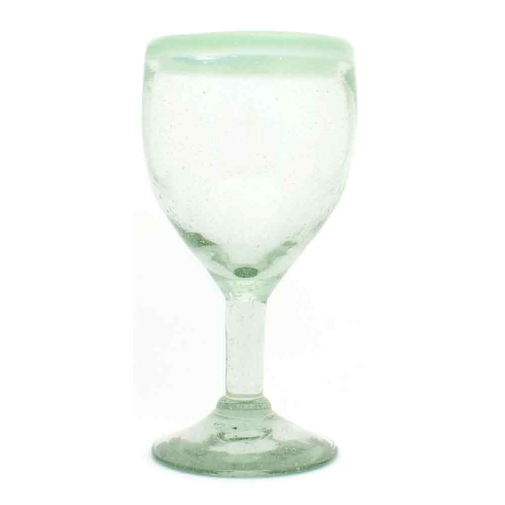 Clear with a milky green rim wine glass Milagros