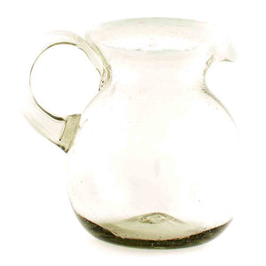 Clear with a white rim round jug