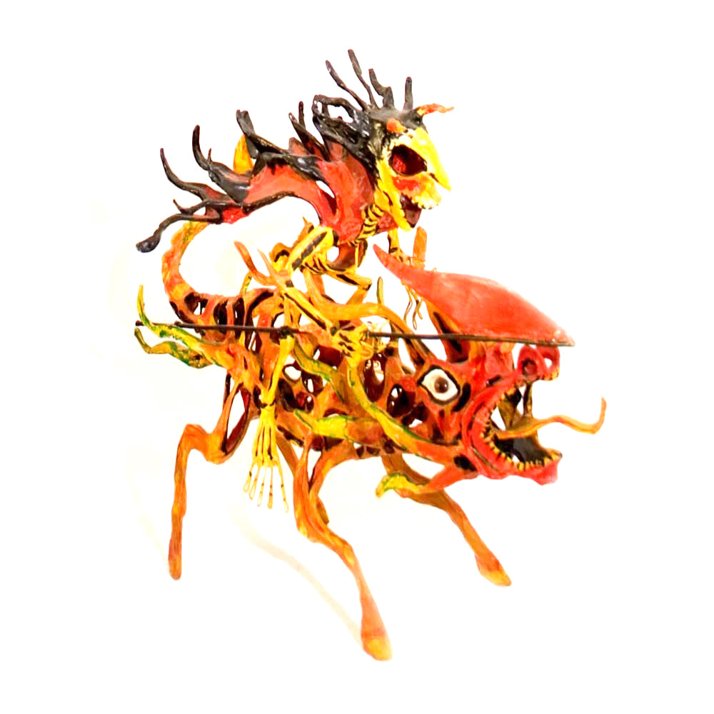 Paper Mache devil rider of apocalypse by Saulo Moreno