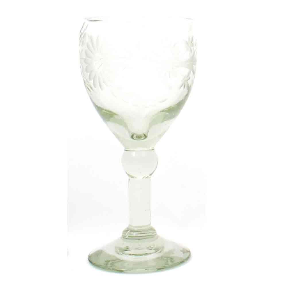 Engraved clear wine glass