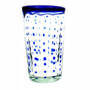 Clear with blue rim serpentine tumbler