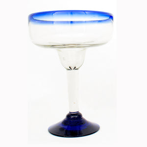 Margarita glass with blue rim