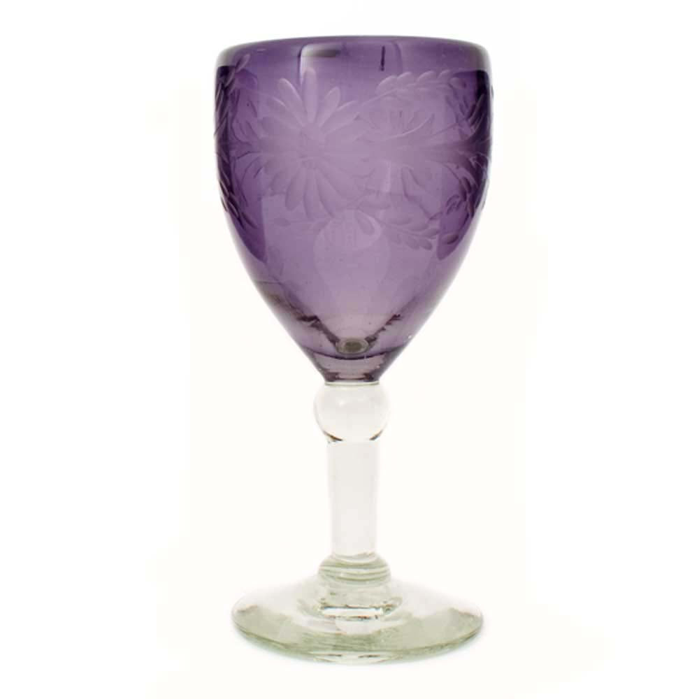 Engraved clear wine glass