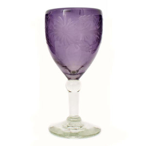 Engraved clear wine glass