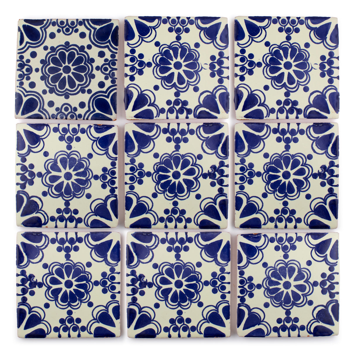 Lace blue handmade tile 105 mm x 105 mm | Milagros