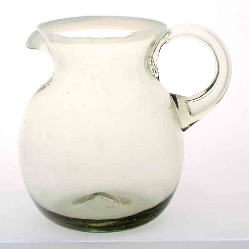 Clear with a white rim round jug